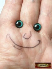 M01589 MOREZMORE 1 Pair Glass Eyes Iris 8mm DARK TEAL Flat Back Doll Puppet