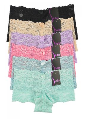 NWT-SET OF 6 NWT-SOFRA LADIES LACE HIPSTER PANTY-SIZES SM-MED-LG-XL 