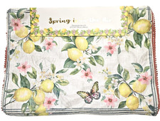 NEW SET OF 4  BEADED,SEQUINS GREEN,YELLOW ,WHITE LEMON BLOSSOM CHARGER,PLACEMATS