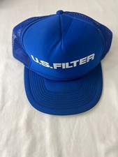 Vintage U.S. Filter Trucker Hat Blue Mesh Snapback Cap USA Industrial Logo