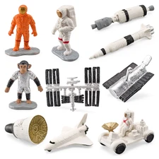 10pcs Miniature Astronaut Action Figures Model Set Lunar Probe Space Vehicle 