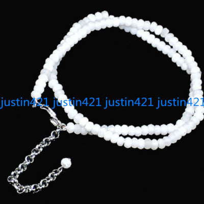 Natural White Jade Gemstone Bead Necklace - 2x4mm Faceted Rondelle, 18" Strand