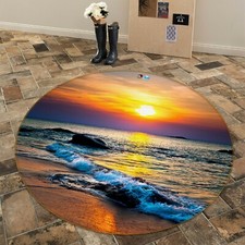 3D Sunset Sea NAO6065 Game Rug Mat Elegant Photo Carpet Mat Fay