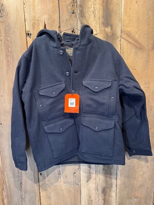 Filson Mackinaw Wool Hooded Cruiser Jacket DARK Navy Size Medium