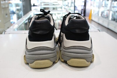Balenciaga Black Maroon Nylon And Suede Triple S Sneakers Size