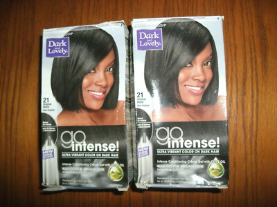 2 Dark & Lovely Go Intense Hair Color Kits 21 Original Black Cream Gel Formula