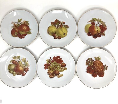 VTG Kahla German Democratic Republic FRUIT Lunch Salad Plate Gold Trim Set 6