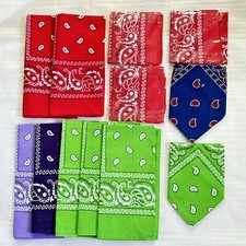 Lot of 12 Mixed Colors Paisley Bandana 100 Cotton