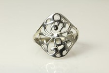 Ornate Cut Out Swirl Design Sterling Silver 925 Size 7 Ring 2 Grams RIN4168