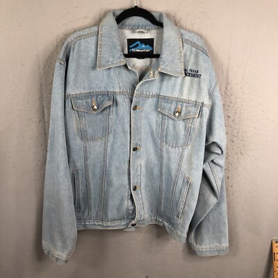 Tri Mountain Jean Jacket Mens Large Blue Denim Central Texas