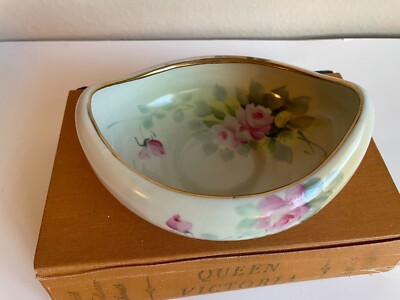VINTAGE NIPPON HAND PAINTED SMALL BOWL ROSES Mable Leaf Stamp