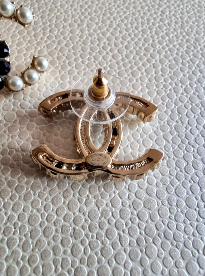 CHANEL 20B crystal CC multicolor domino stud earrings eBay