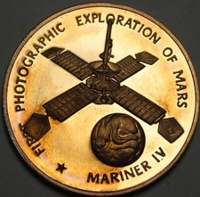 Mariner IV, Photographic Exploration of Mars Bronze Proof Medallion Franklin Mnt