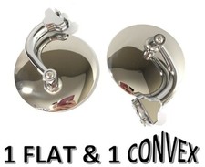 Pair 4 Stainless Peep Mirrors - One Flat One Convex - Ford Chevy Mopar Mg