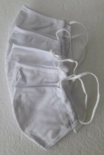 5 New White Cloth Sanitary Protective Masks Washable Reusable