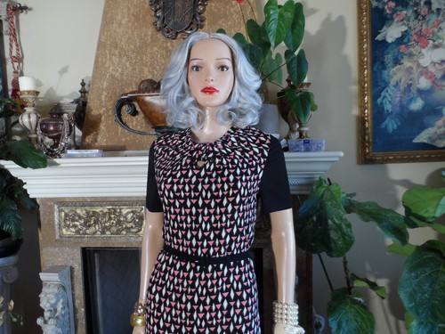 New Prada Black & Pink Print Front Knot-Belted Sheath Dress Size IT 40 - US 4 - Picture 10 of 24