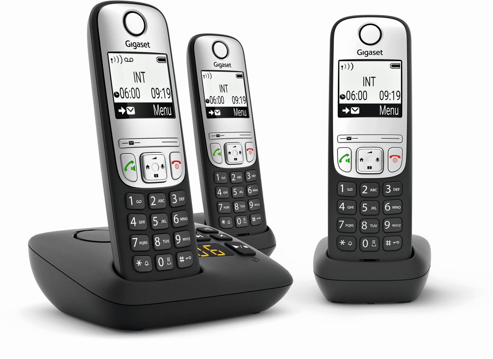 Gigaset A690A, Analoges/DECT-Telefon, Kabelloses Mobilteil, Freisprecheinrichtung, 100 Eintragungen, Anrufer-Identifikation, Schwarz - Bild 2