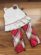 Gorgeous Janie And Jack Red Silk Plaid Holiday Outfit Size 3T