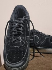 Nike Air Force  Size 9 Low Triple Black Suede Goth Athletic Sneakers