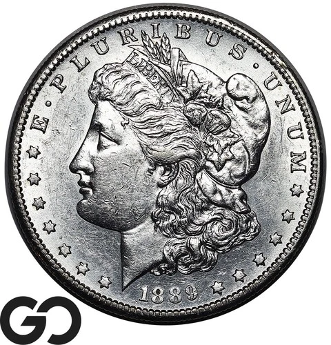 1889-S Morgan Silver Dollar Coin, Nice Choice Uncirculated++ Better Date