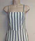 Women's OLD NAVY SL Cami Blue White Striped Linen Blend Overall Jumpsuit Size S — photo 2