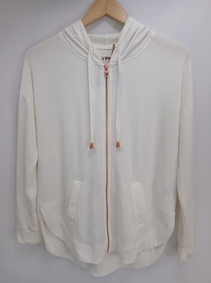 Cupio Blush Hooded Soft Jacket White Full Zip Long Sleeve Women's Size Medium