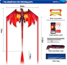 Complete Kite with Handle, Line  Accessories,Easy to Fly for Kids  Adults, ...