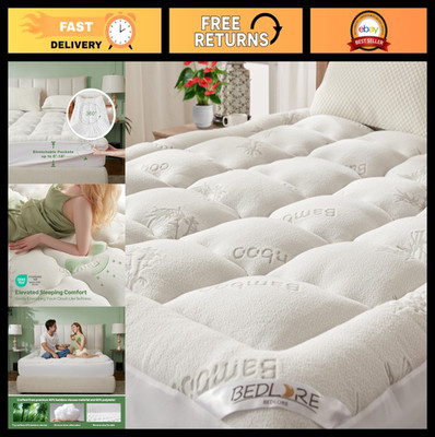 California King Mattress Topper - Thick Bamboo Viscose Pillow Top Pad, Soft & St