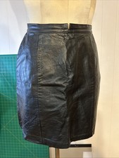 Vintage 80's 90 s Baddie black leather Lined mini skirt Sz 7 26 Waist