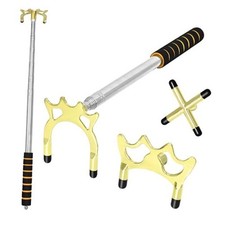 Retractable Pool Cue Bridge Stick Set with 3 Removable Brass Bridge Heads