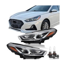 Headlight Assembly For 18-19 Hyundai Sonata Halogen w/Bulbs Pair