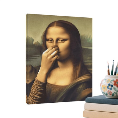 #ad Funny Mona Lisa Bathroom Canvas Wall Art Pinching Nose Wall Decor Mona Lisa Clas $18.49