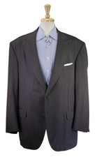 Oxxford Gray Herringbone Peak Lapel 2-Btn Super 140's Wool Blazer 48L