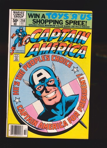 Captain America # 250 Newsstand - Classic John Byrne cover NM- Cond