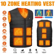 10 Zone USB Charging Heated Vest Men Winter Warm Electric Heating Jacket 3XL-7XL