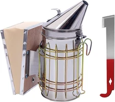 POLLIBEE Bee Smoker Stainless Steel with Heat Shield Bee Hive Tool J Hook Beekee