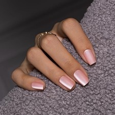 Winter Press On Nails Short Square, Matte Cat Eye Press On Nails Matte Pink