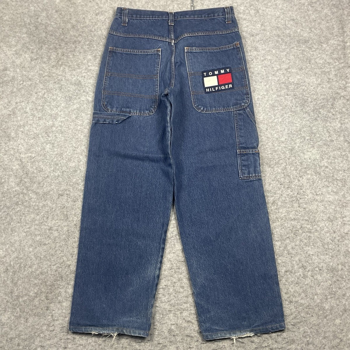 VTG Tommy Hilfiger Jeans Mens 34x31 Blue Carpenter Baggy Wide Leg