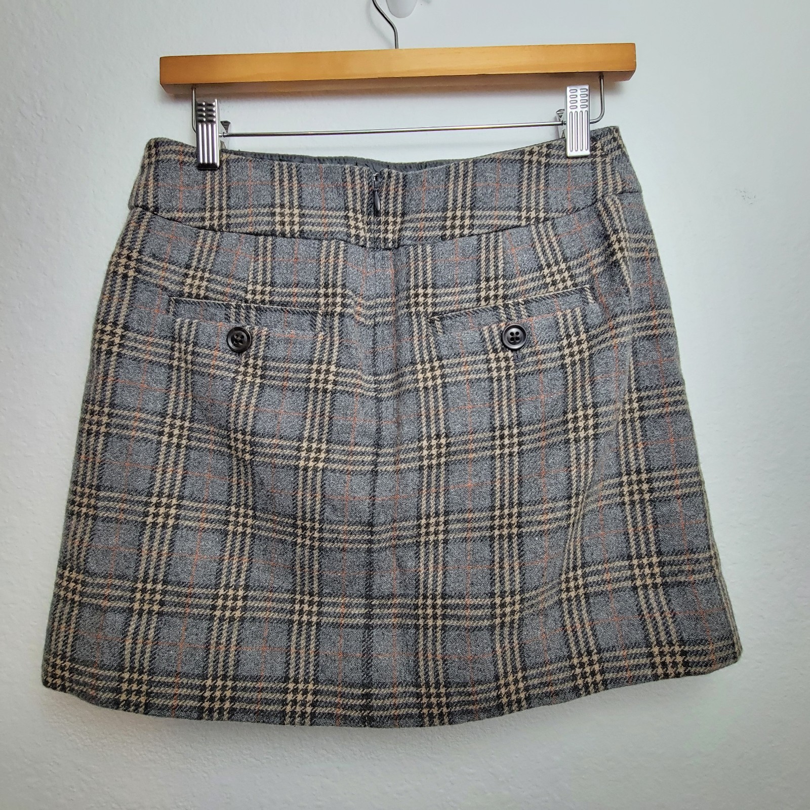 Gap Wool Blend Checkered Gray Pattern Cute Button… - image 2