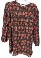 Zara Trafaluc Boho Puffy Sleeve Dress M Black White Brown Red Embroider