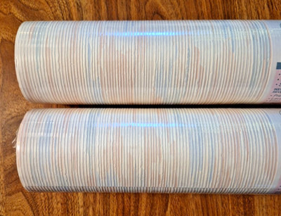 VTG Sculptured Vinyl Wallpaper 2 Rolls Pastel Textured Pre-Pasted Blue Pink
