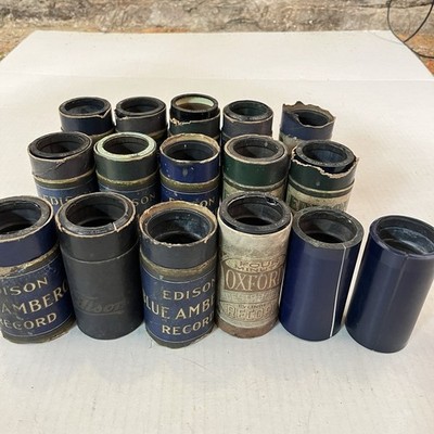 Lot of 16 Antique Edison Blue Amberol Records Music Wax Cylinders, Oxford