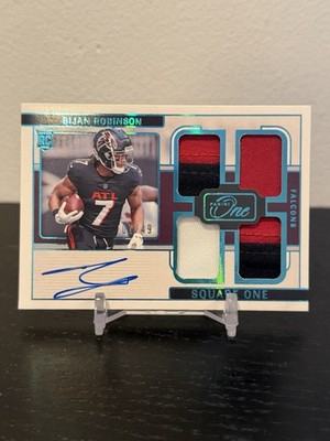 2023 Panini One Bijan Robinson RPA 7/49 (AU) (MEM) (RC) Jersey # 1/1 Falcons