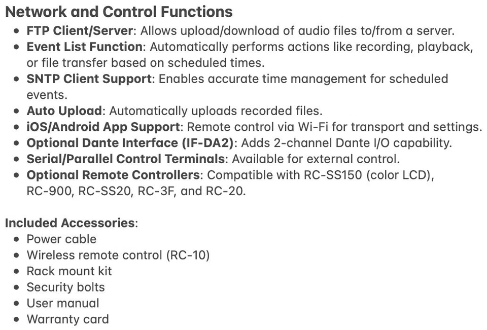 NEW IN BOX TASCAM SS-R250N Solid state stereo audio recorder FROM JAPAN UNOPENED - Image 2 of 3