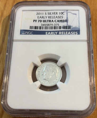 2011 S Silver Proof Roosevelt Dime 90% Silver, NGC Early Release PF 70 Ultra Cam