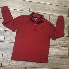 Chaps Boys Red 1/4 Zip Mock Neck Cotton Knit Sweater Long Sleeve L 14-16