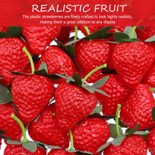 50 Pezzi Plastica Modello Fragola Bambino Ornamento Fragole Finte - Foto 5 di 11