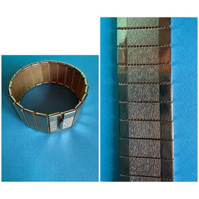 VTG  50's 60's Mesh Gold Tone Bracelet 1'' / textured middle slim bar links
