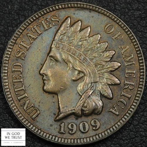 1909 S Indian Head Copper Cent 1C (CH AU) - Cleaned