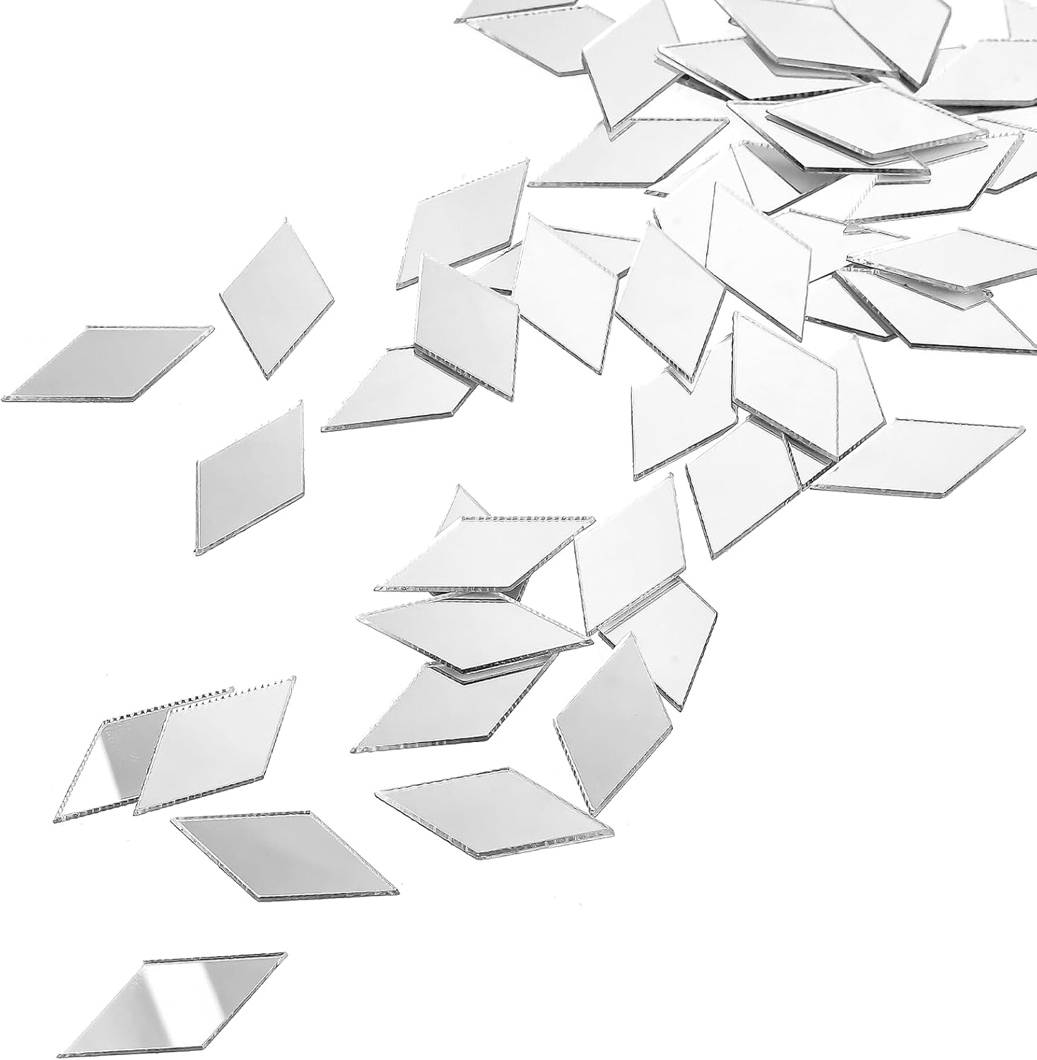 300Pcs Small Mirrors for Crafts, Mini Diamond Shape Craft Mirrors DIY Mirror Mos